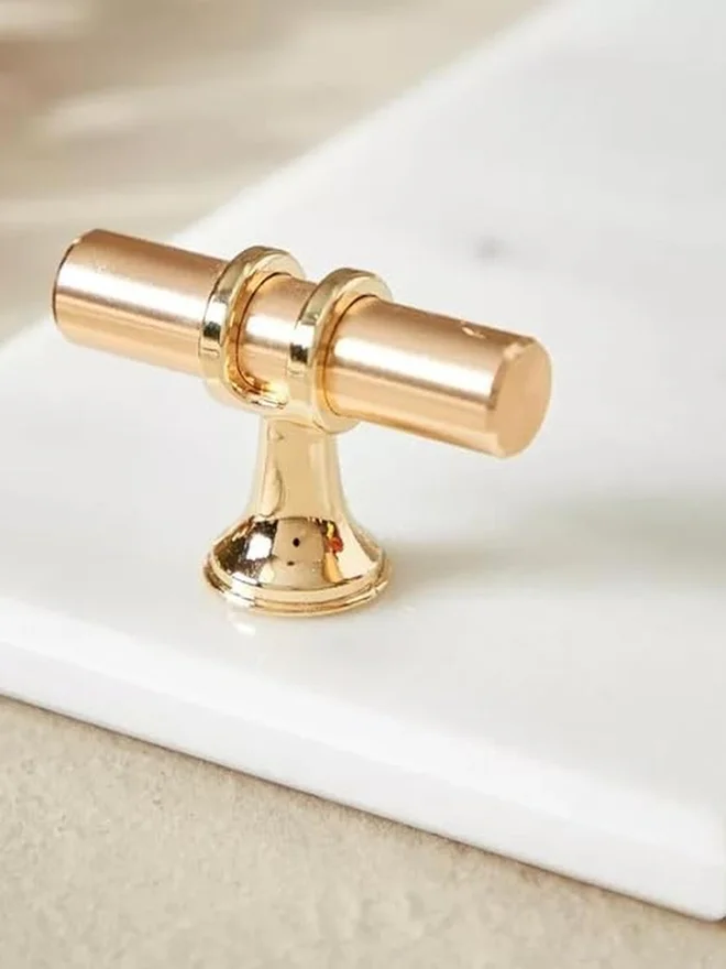 1Chase 1CHASE Rectangular Marble Tray with T-shaped Golden Handle